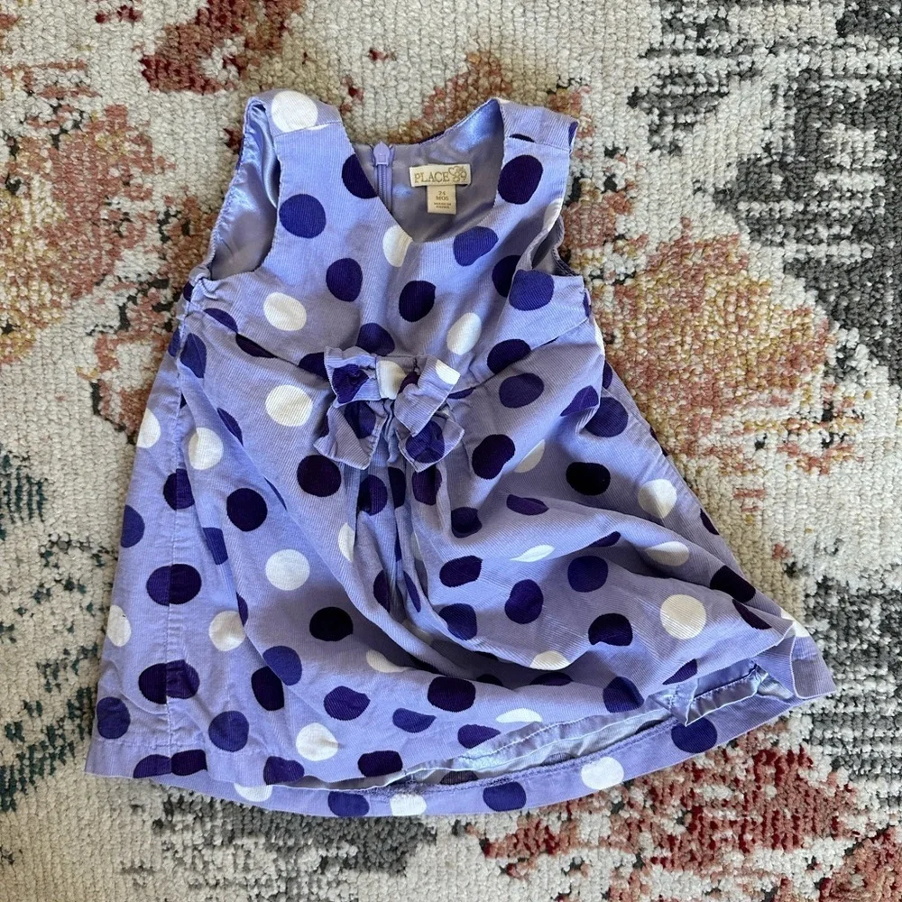 Place Retro Large Polka Dot Corduroy Dress Purple 24 Months Toddler Baby Girl
